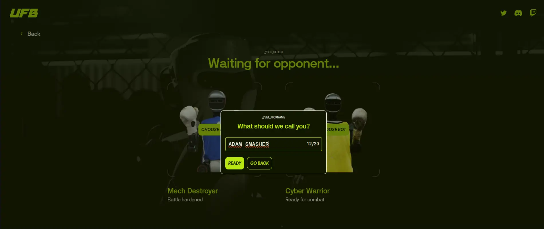 Ultimate Fighting Bots - At SANA we built the real-time remote-control system and the game frontend. Play